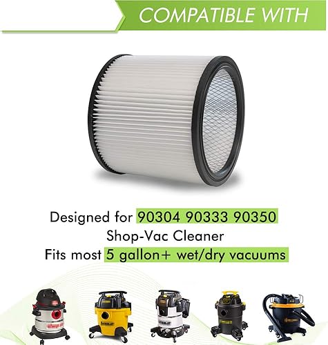 Miniatura 3 de Filtro de cartucho de repuesto con tapa, para aspiradora Shop Vac 90304 90350 90333 903-04-00 9030400 y filtro de espuma 90585 de 5 galones y filtro