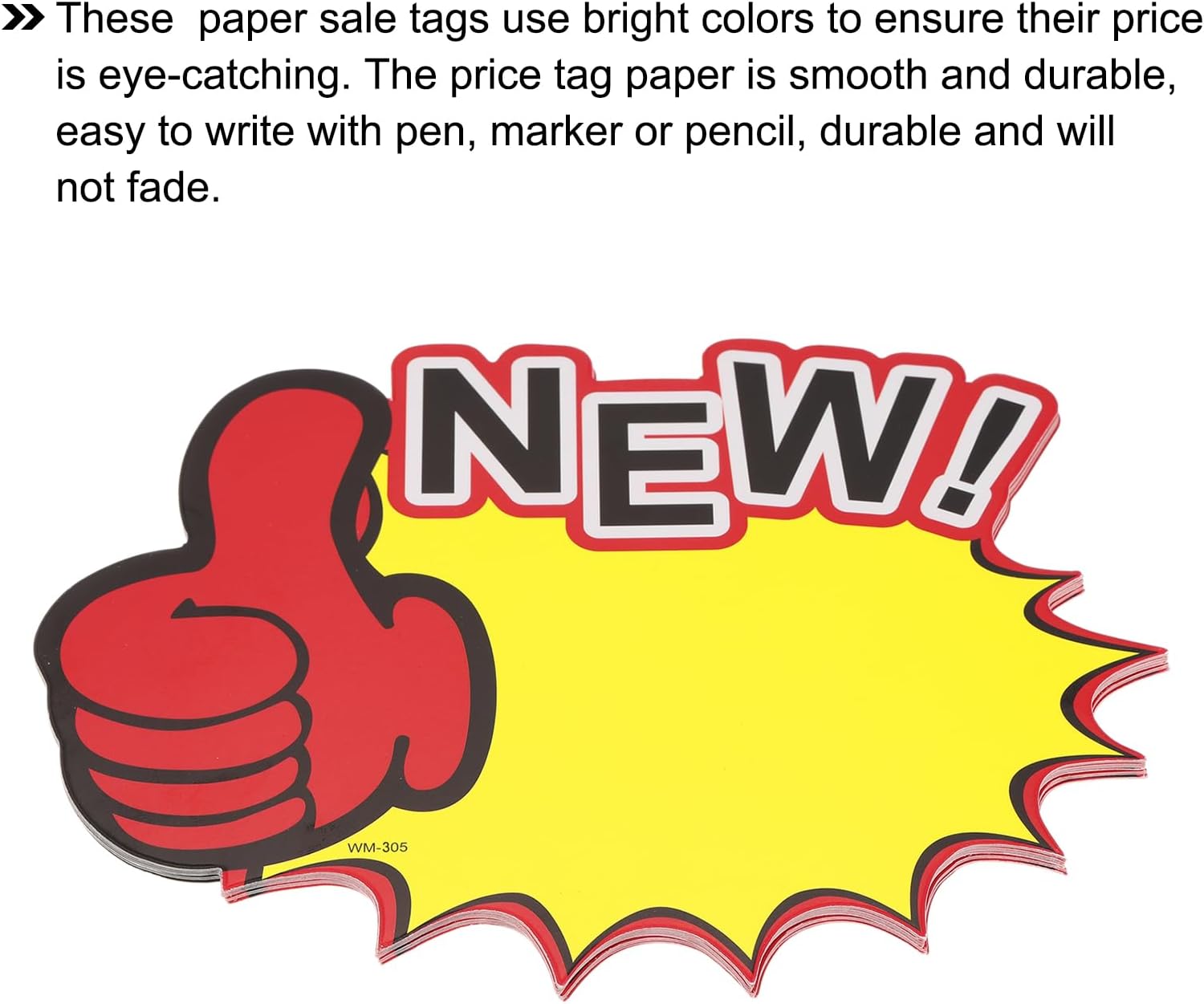 MECCANIXITY Star Burst [NEW] with Thumb Signs Price Tags Star Pricing Labels 3.5 x 2.8 Inch Red Border Yellow Color for Retail Sales Pricing 200 Pcs