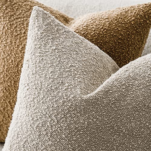 Foindtower Pack Of 2 Textured Boucle Throw Pillow Covers Accent Solid Pillow Cases Cozy Soft Decorative Couch Cushion Case For Chair Sofa Bedroom Living Room Home Decor, 18 X 18 Inch,Oatmeal #TOP3