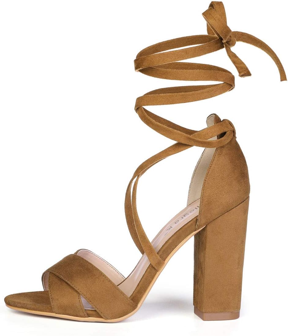 Allegra K Women's Heeled Lace up Brown Sandals - 7.5 M US - Image 7
