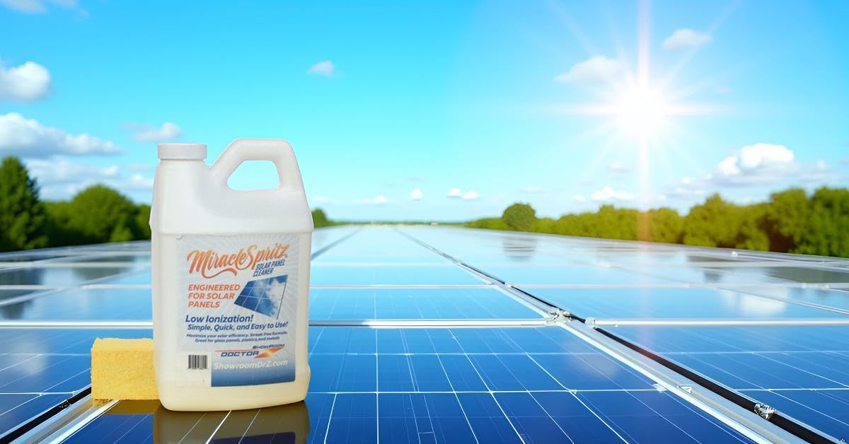 Solar Panel Cleaner - 64oz High-Efficiency Formula, Streak-Free, Protective Finish, Easy-to-Use, Cleans at Least 3800 ft