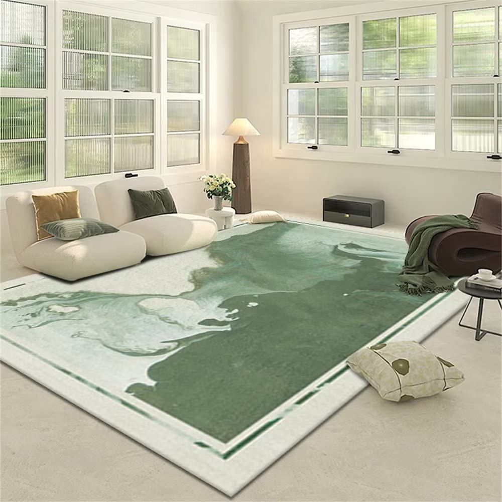 Tapis de salon vert frais pour créer un coin cosy et chaleureux