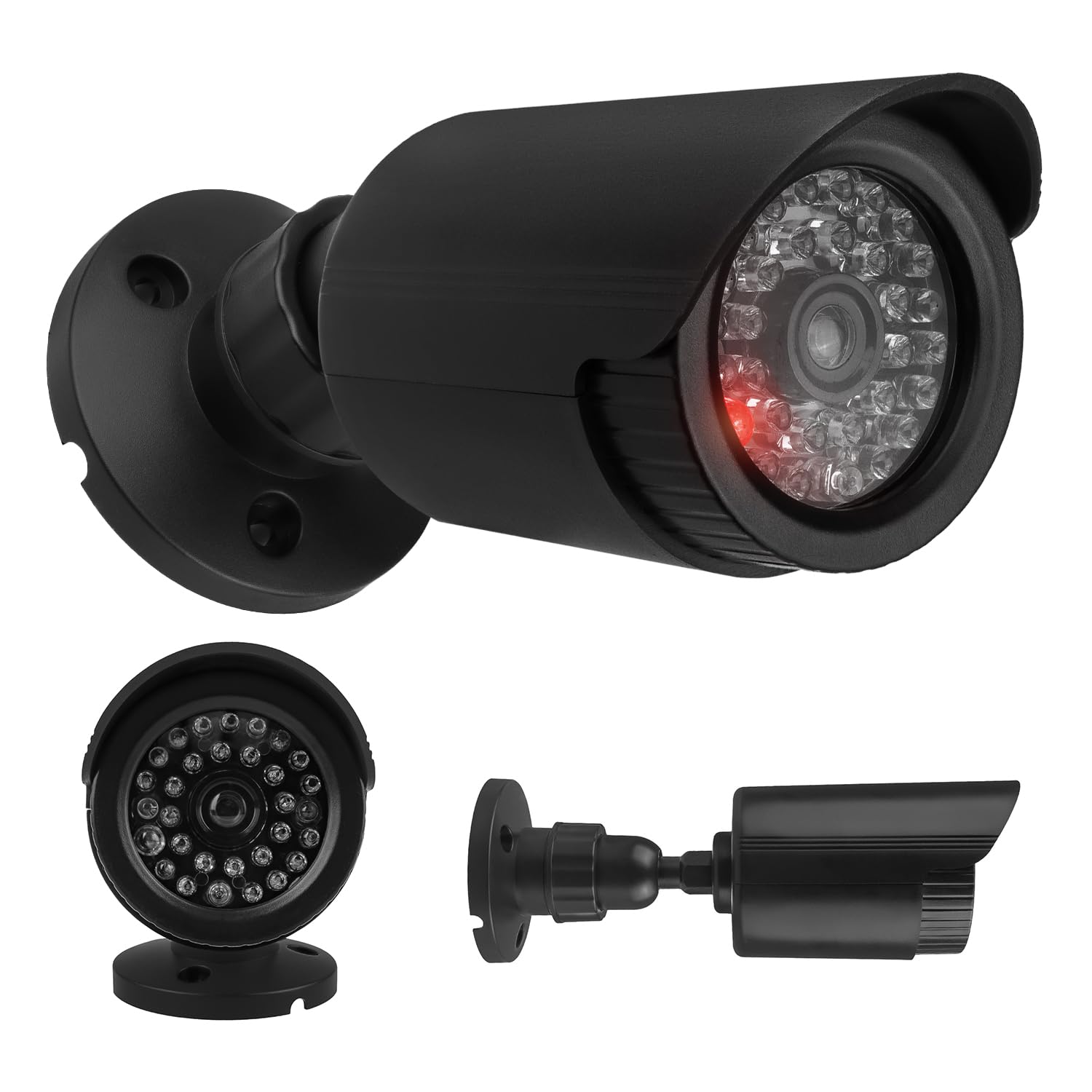 Maclean IR1800 Telecamera finta lampeggiante LED IP44 Staffa regolabile esterni interni Nero