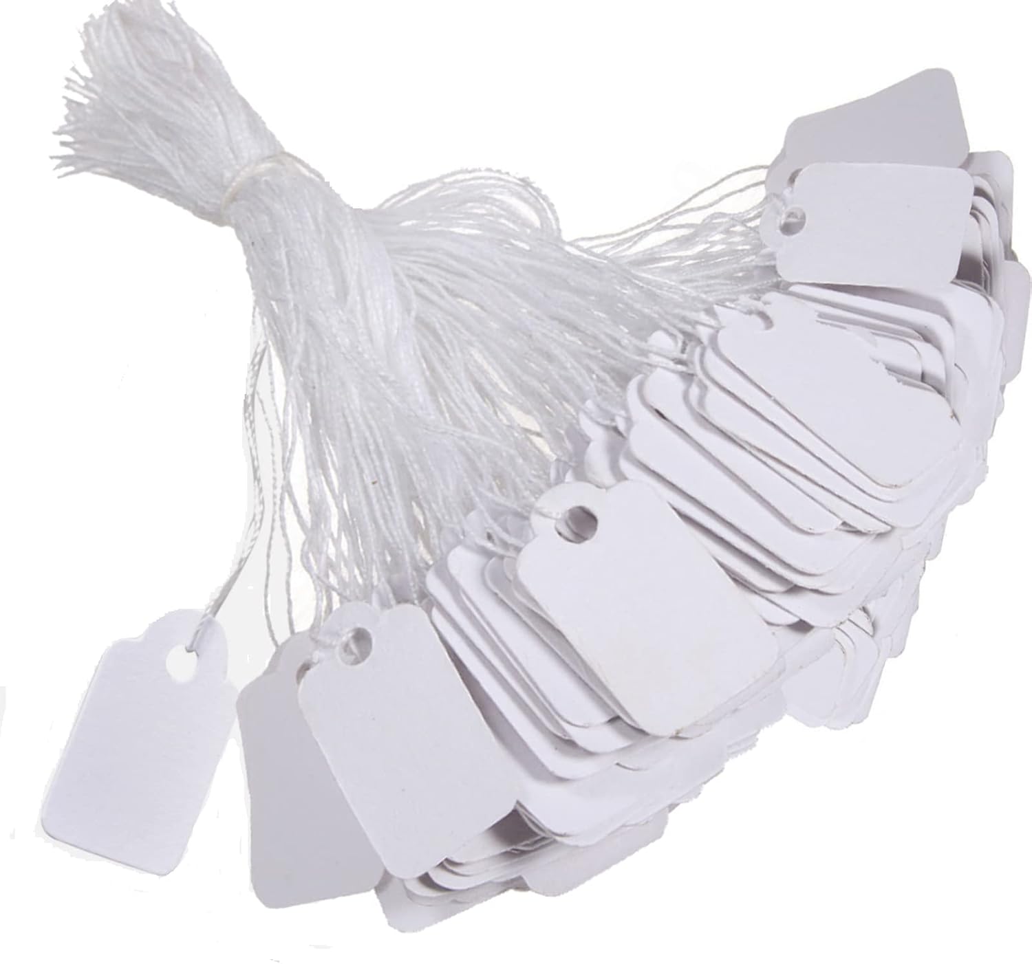 1000 Pieces White Tags with String Marking Strung Tags, Writable Price Tags Display
