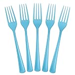 Exquisite Light Blue Plastic Forks 50 Pcs Light Blue Forks Disposable Utensils Heavy Duty Plastic Cutlery Set Disposable Cutlery Sets Flatware Sets Silverware Set For Party Supplies & Party Tableware