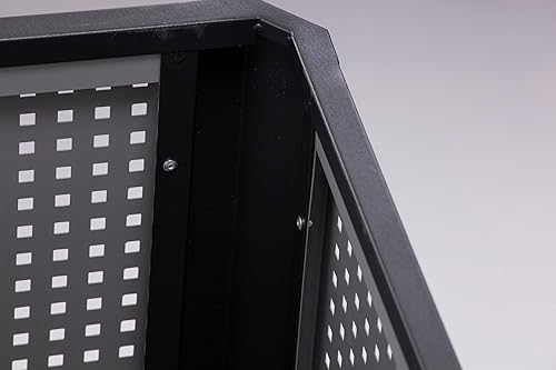 Vista 2 de Safco Products Evos - Bote de basura para exteriores e interiores con panel de acero galvanizado perforado, 15 galones, color negro