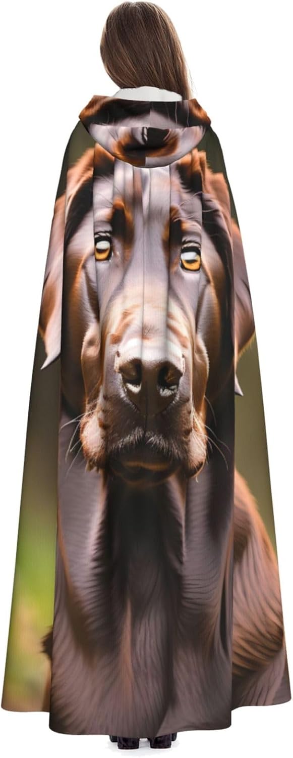 Brown Labrador Retriever print Hooded Robe Cloak for Adult Halloween Wizard Vampire Cosplay Costume Fancy Cool Cape