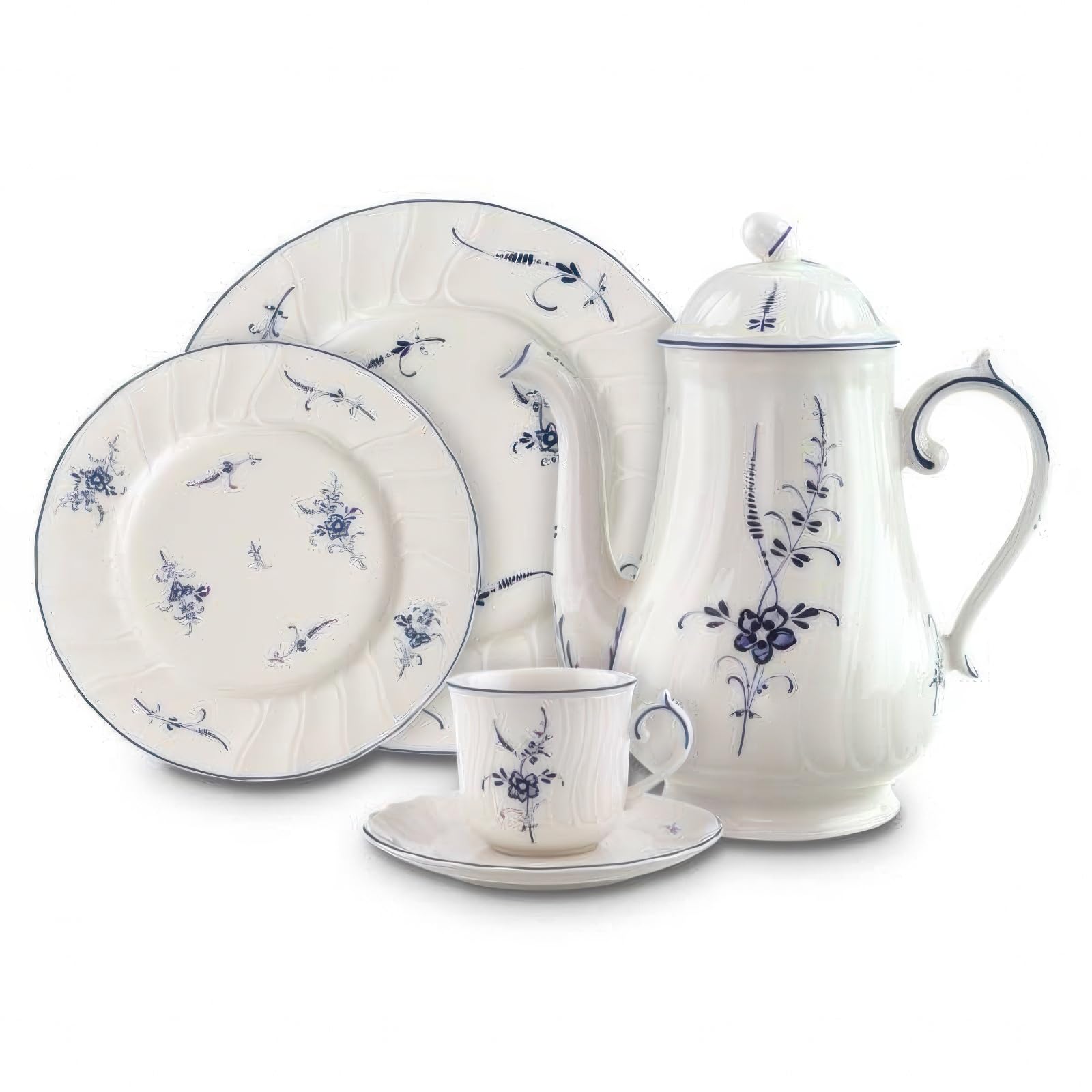 Villeroy & Boch Vieux Luxembourg - Set di 6 piatti per pane, 16 cm, in porcellana bianca e blu
