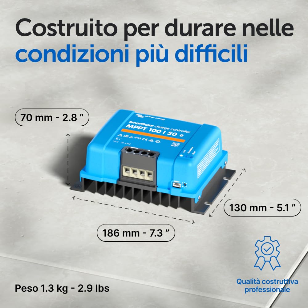 Victron Energy SmartSolar MPPT 100V 50 amp 12/24-Volt Regolatore di Carica Solare (Bluetooth)