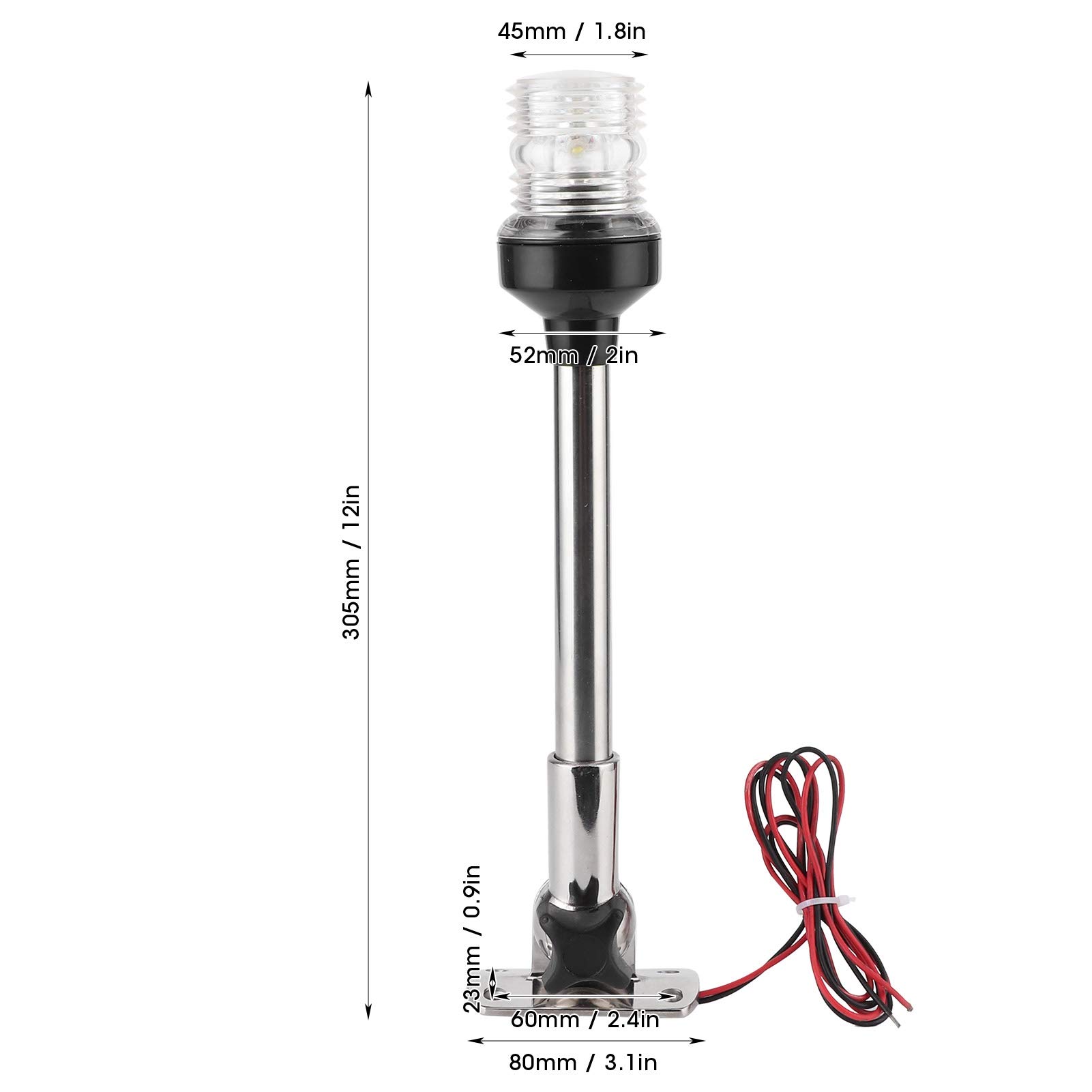 Feu De Navigation 360° LED Pour Bateau – Ancre, Arrière Ou Signal, Blanc Chaud 4000-4500K, 12-24V, étanche IP66