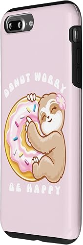 Vista 20 de iPhone 13 Donut Worry Be Happy - Cute Sloth Funny Food Puns Pink Donut Case
