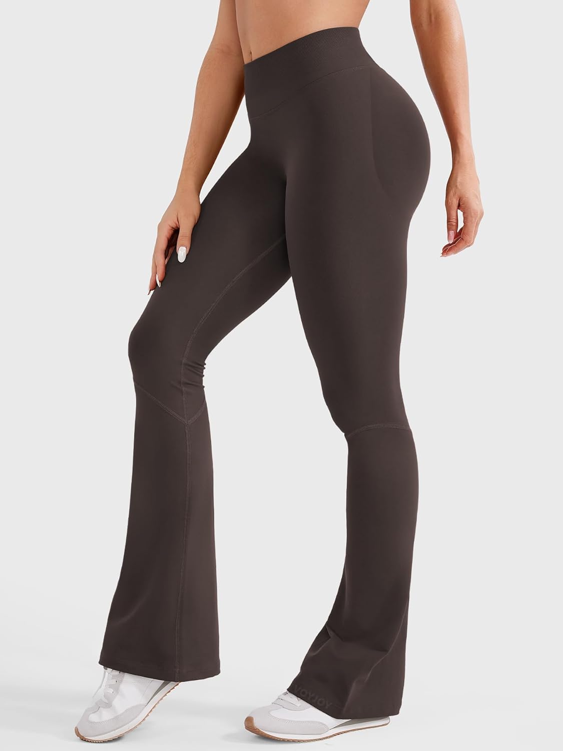 VOYJOY Women Mini Flared Leggings Hidden Scrunch Gym Pants Impact Seamless Workout Butt Lift Compression Flare Bootcut - Image 4