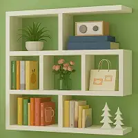 Prateleira Flutuante 90x90x15cm de Parede 3 Níveis Branca Estilo Moderno para Livros e Decoração 6 Compartimentos