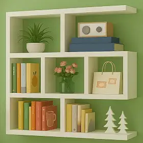 Prateleira Flutuante 90x90x15cm de Parede 3 Níveis Branca Estilo Moderno para Livros e Decoração 6 Compartimentos