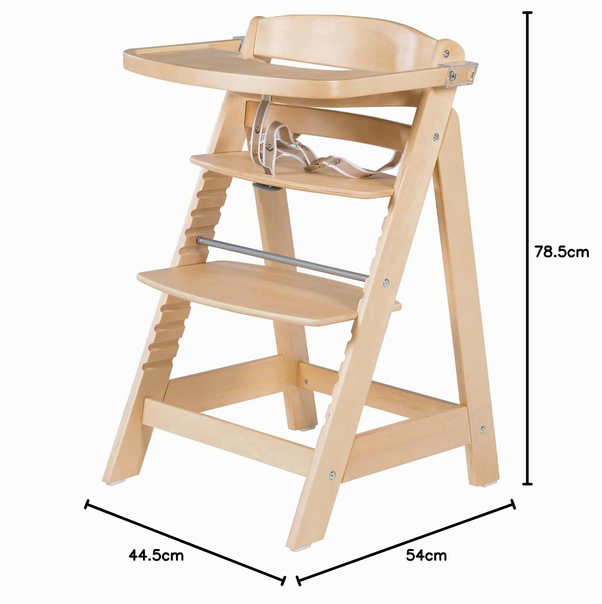 roba Chaise Haute Évolutive en Bois Sit Up Fun + Plateau Repas Détachable en un Seul Clic - Hauteur Réglable - 6 Mois jusqu'à 70 kg - Naturel