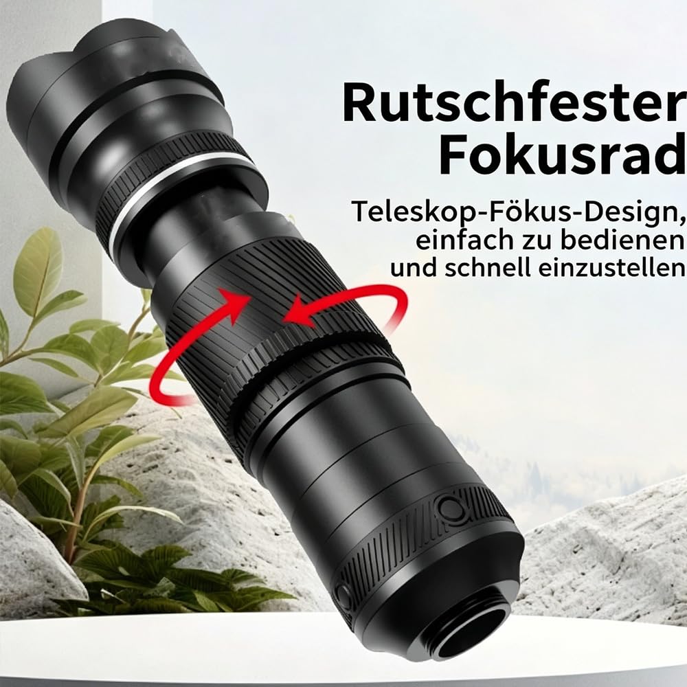 40X Handy Teleobjektiv, Monokular Fernglas, zoombar, für professionelle Smartphone-Fotografie, Fernaufnahmen & Outdoor red Circle