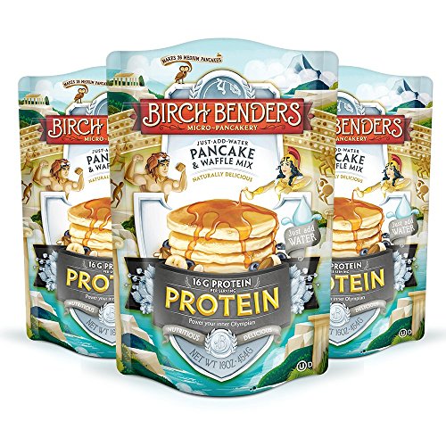 Performance Protein Pancake and Waffle Mix with Whey Protein by Birch Benders, 16 Grams Protein Per Serving, Non-GMO Verified, Just Add Water, 48 Ounce (16oz 3-pack)