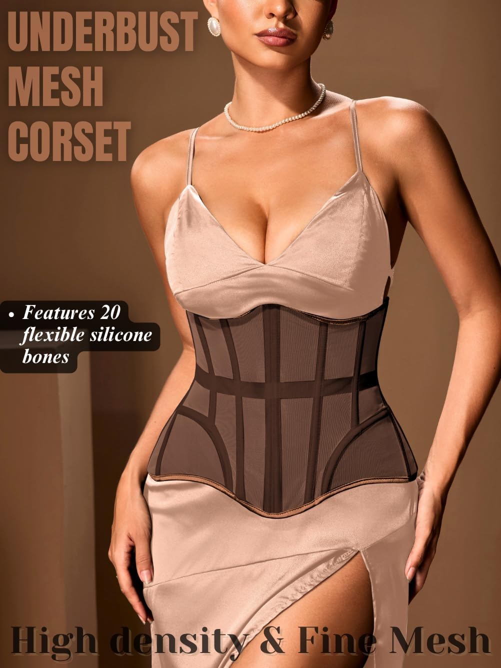Women's Mesh Underbust Corset, 20-Bone Lightweight Hourglass Waist Cincher, Shapewear for Under Dresses & Outfits - Image 2