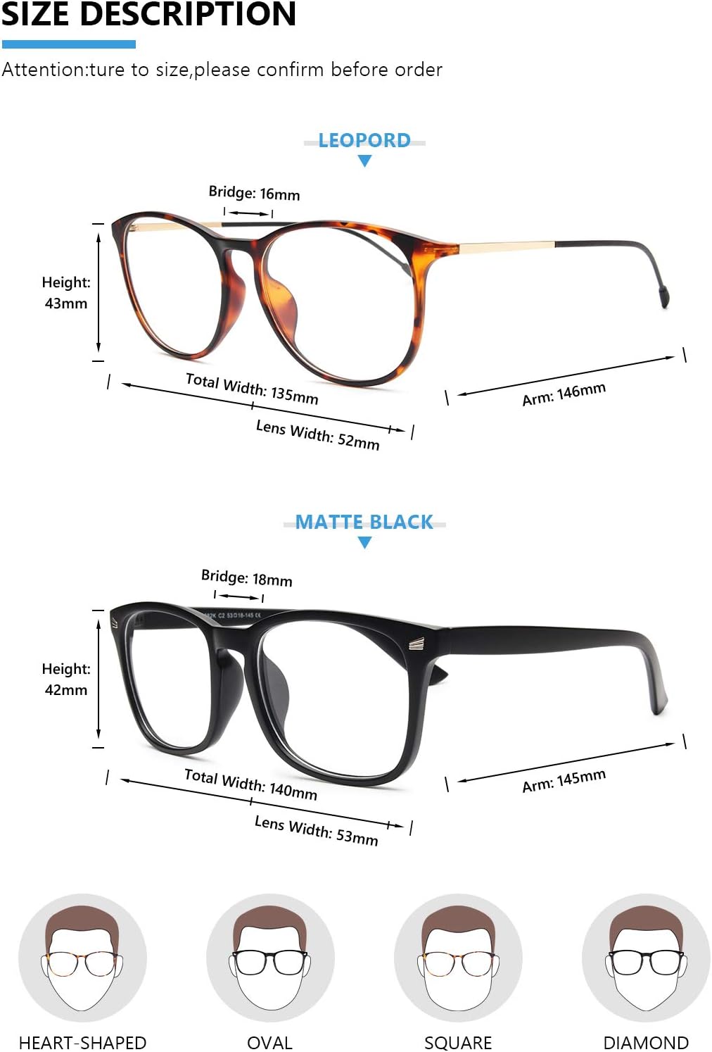 livho 2 Pack Blue Light Blocking Glasses, Computer Reading/Gaming/TV/Phones Glasses for Women Men,Anti Eyestrain & UV Glare (Black+Leopord)