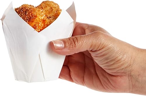 Miniatura 7 de Juvale Tulip - Moldes para cupcakes – 100 unidades de papel pergamino blanco de 2.2 x 3.15 pulgadas para hornear, papel de tulipán jumbo para