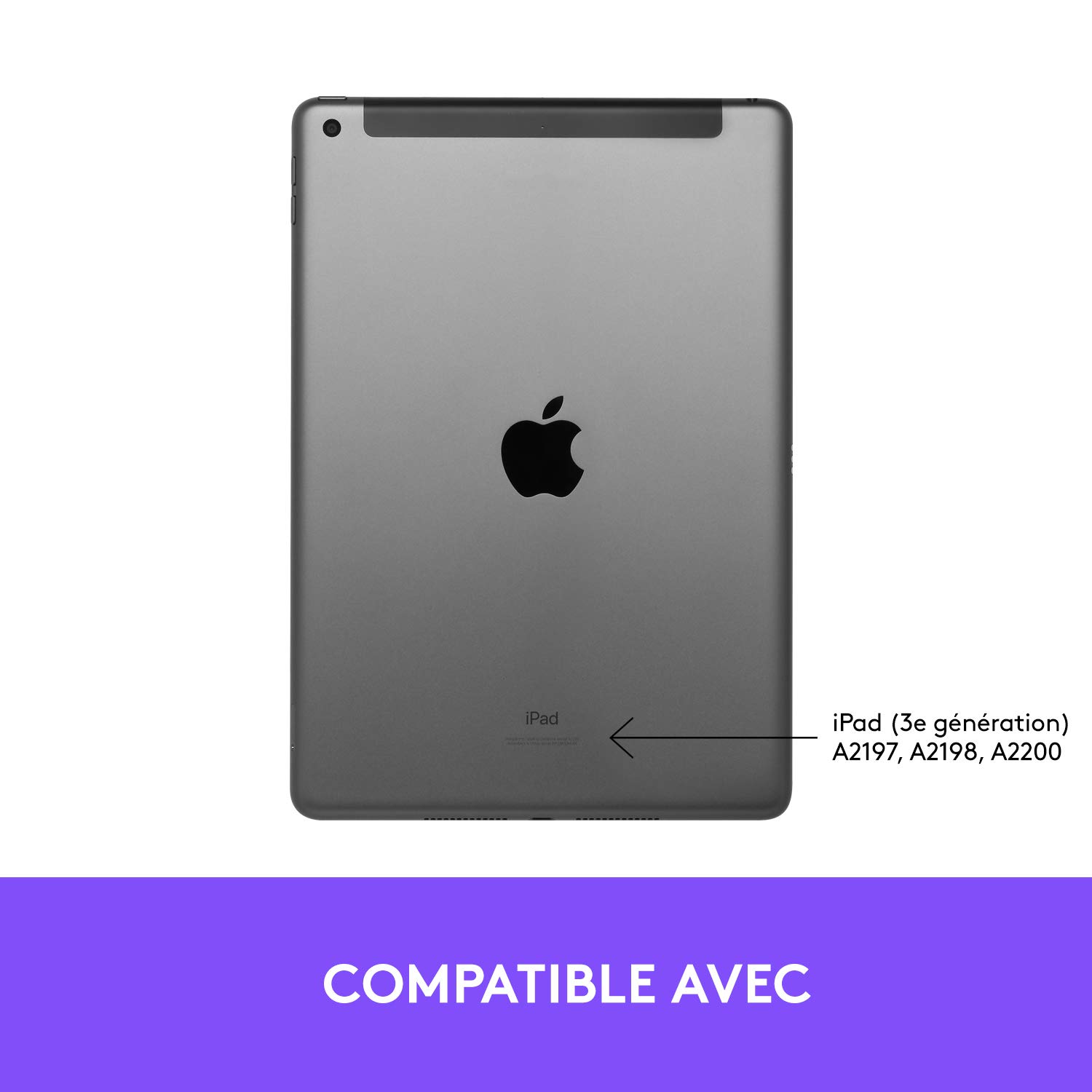 Logitech SLIM FOLIO iPad Air (3. generacja) etui na klawiaturę ze zintegrowaną klawiaturą bezprzewodową (model: A2152, A2123, A2153, A2154), francuski grafit AZERTY