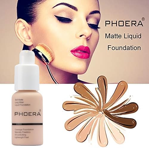 Miniatura 3 de PHOERA - Juego de 2 bases de maquillaje, corrector de control de aceite de 24 horas, base de cobertura completa para mujeres y niñas (102 nude + 104