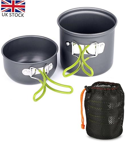 Miniatura 6 de GRIRIW Juego de ollas de camping portátiles de 2 piezas, mango ligero para utensilios de cocina al aire libre, senderismo, mochilero