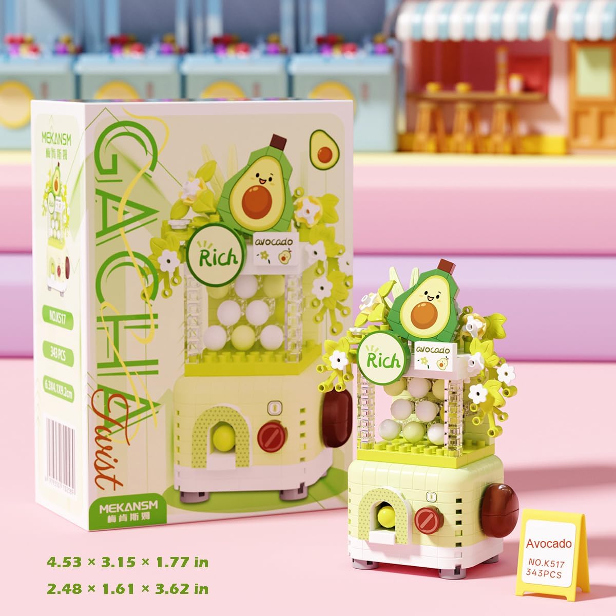 Avocado Gacha Machine Mini Arcade Game Micro Building Toy Set image 3