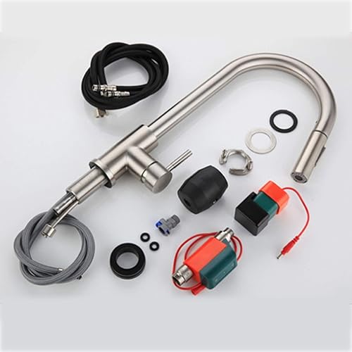 Miniatura 8 de Grifo de rotación de 360, grifo de cocina extraíble de arco alto de una sola manija, grifo mezclador de inducción caliente y frío, grifos de