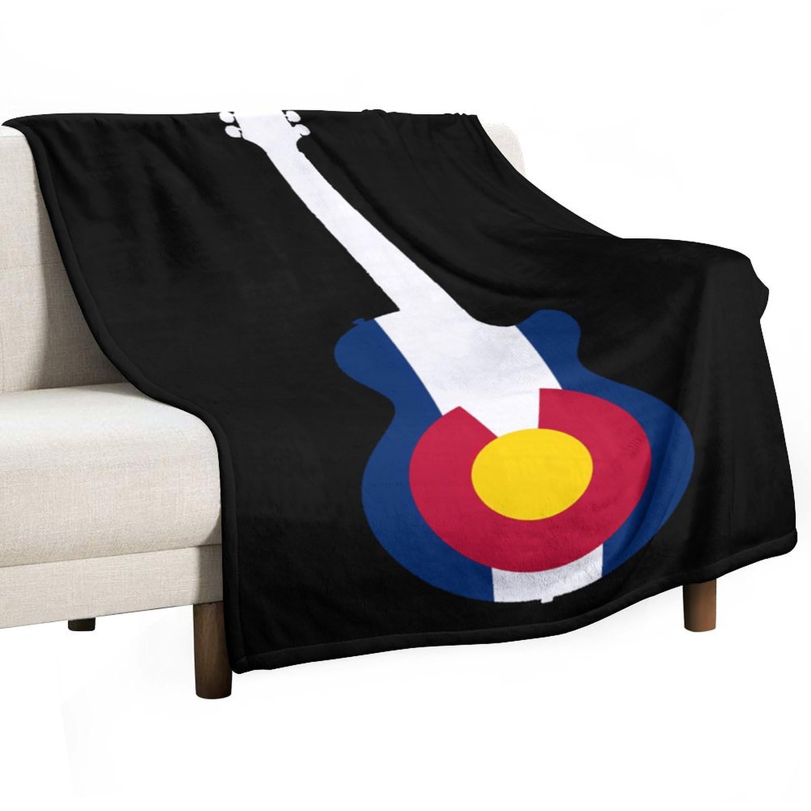 CGSBNGHA State Flag of Colorado Music Guitar Flannel Fleece Blanket Lightweight Soft Throw Blankets for Sofa Couch Bed Chair
