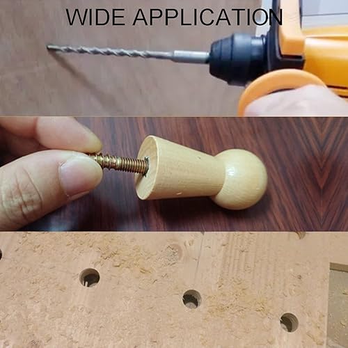 Miniatura 10 de Yinpecly 5 ganchos de pared de madera de 1.260 in de diámetro, ganchos de madera natural, ganchos montados en la pared, gancho para bata, sombreros,