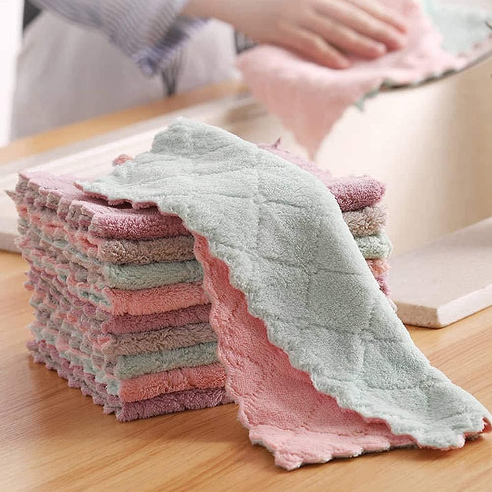 10 Pack Soft Kitchen Dish Cloths,No Odor Kitchen Dish Towels Reusable Household Cleaning Cloths Dry Quickly Free Nonstick Oil