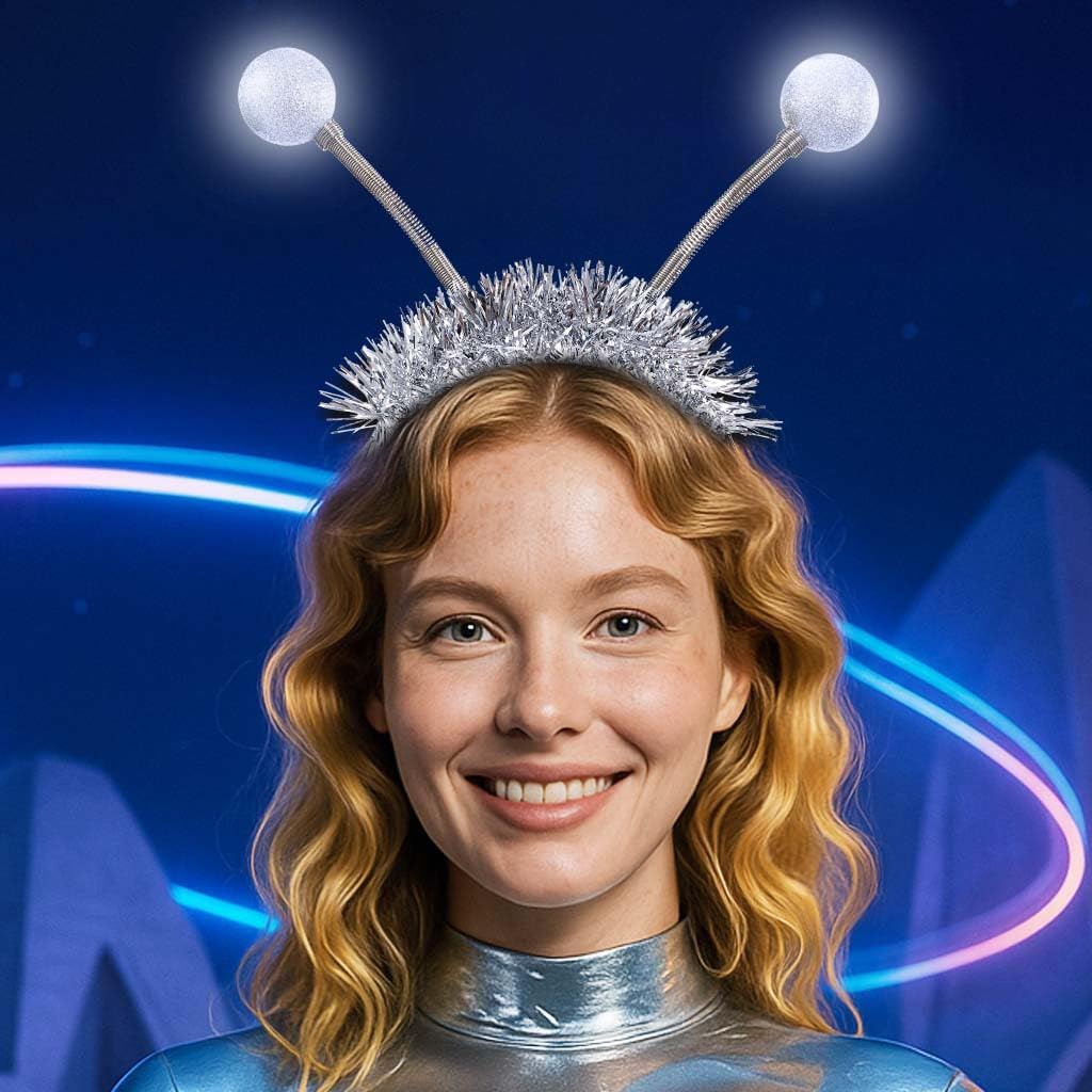 DRESBE Light Up Alien Headband LED Antenna Headbands Glow Space Hair Accessories for Women - Image 4