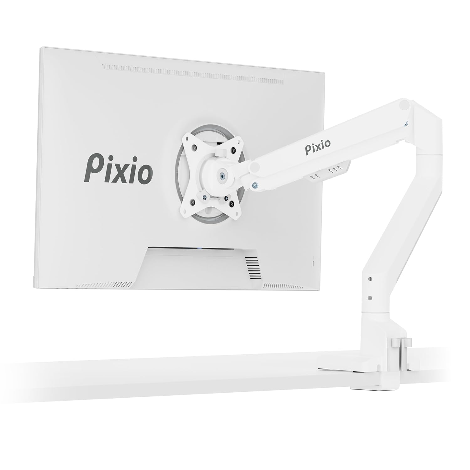 Pixio PS1S Wave White Single Monitor Arm Stand Desk Mount – Fits up to 32 inches Monitors and up to 19.8lbs. VESA Compatibility and Integrated Cable Management