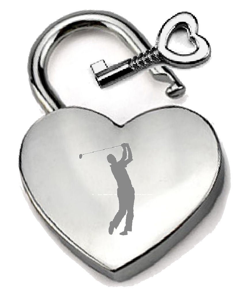 Cadenas en forme de cœur argenté I Love Golf, idée cadeau pour golfeur