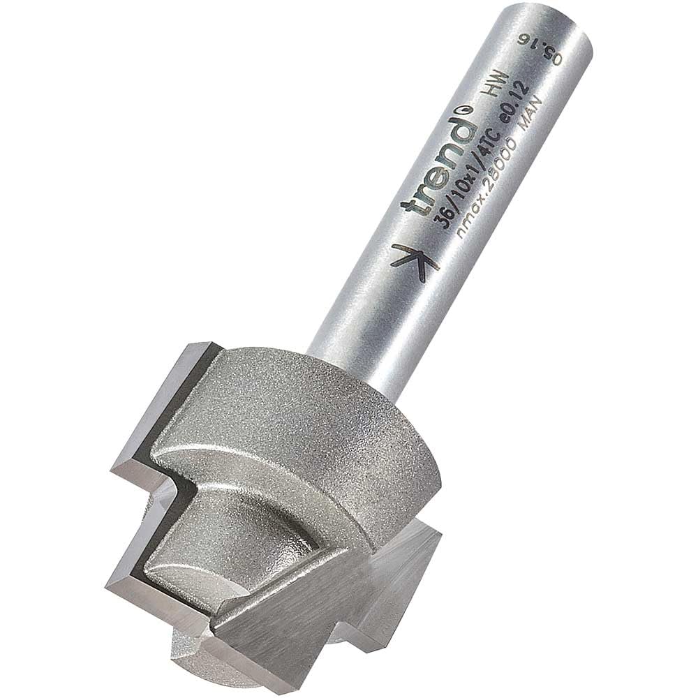 Trend Multicoloured Professional 13Mm Rebater Strip Recesser Router Cutter, 1/4 Inch Shank, 13Mm Cut Diameter, 19Mm Cut Length, 10Mm Lower Rebate, 36/10X1/4Tc