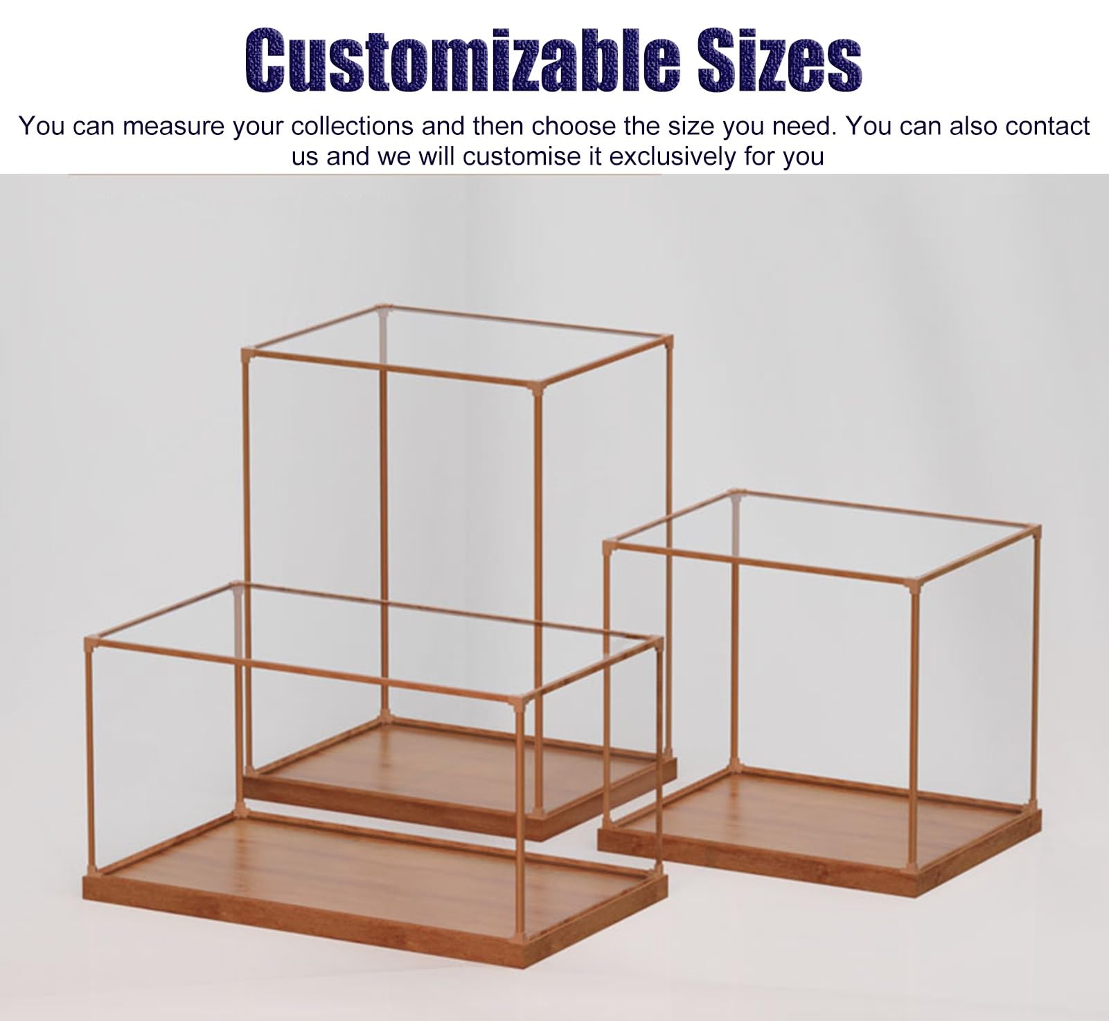 Vitrina de Acrílico Vitrina Expositora Alta de Acrílico Transparente con Base de Madera, Armario Organizador con Marco de Acabado en Madera, Vitrina para Trofeos, Figuras(L25xW35xH60cm/10x14x24")