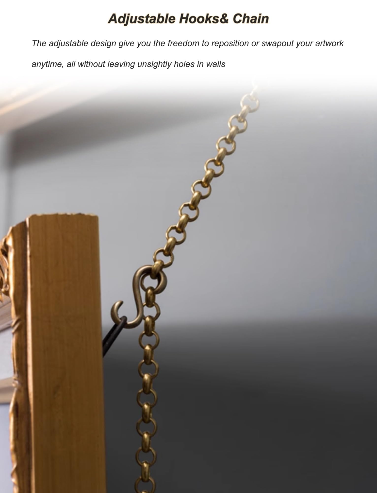 Genérico Kit de Soportes for Colgar Cuadros, Programa for Colgar Cuadros en la Pared con riel, Kit de Soportes for Cables y colgadores de Cuadros de galería(L 50cm/19.6in/1.6ft)
