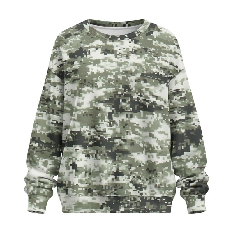 Felpa Girocollo Pixel Camouflage Army Green Maglia di Tuta