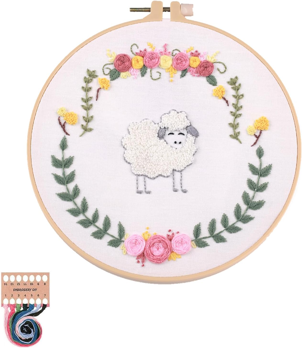 artcici Embroidery Kits Plant Mushroom Patterns for Beginners Adults, Full Range Embroidery Starter Kits Cross Stitch Needlework Supplies (Green)
