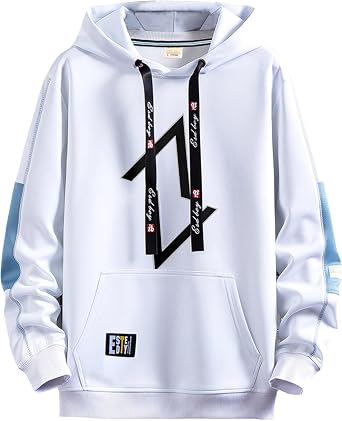 Mens Hoodie Patchwork Contrast Sweatshirt Street Hip Hop Sweatshirt Pullover