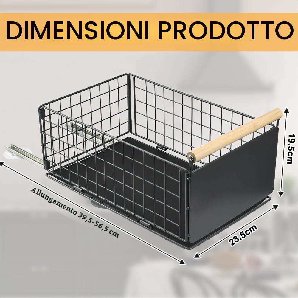Cassetto Scorrevole Estensibile,Ripiani per Cassetti Estraibili,Cassetti Estraibili per Mobili Cucina,Cassetto Telescopico con Maniglia,Organizzatore Estraibile per Armadio da Cucina