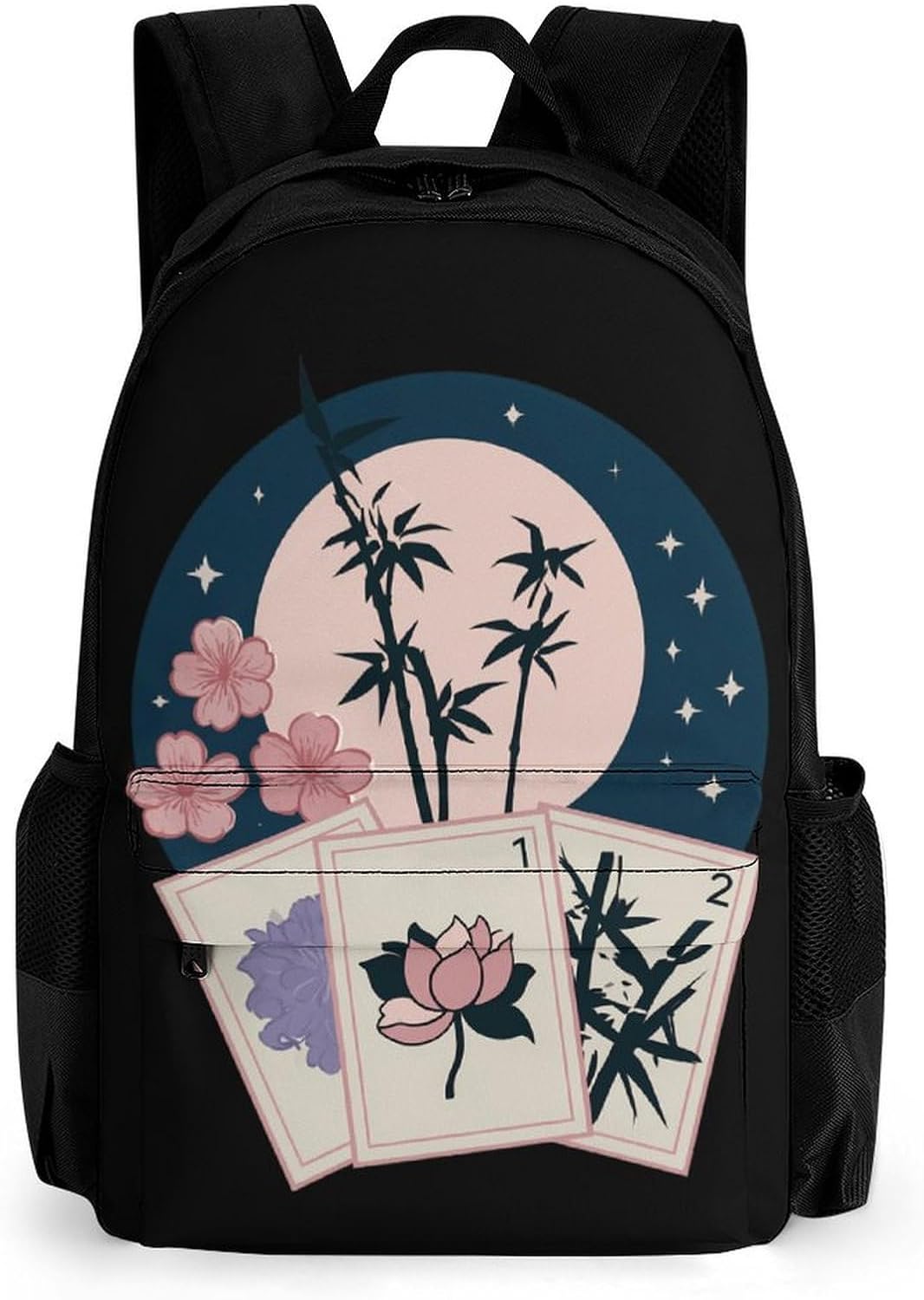 Moon Night Cherries Bamboo Backpack Lightweight Backpacks Work Bag