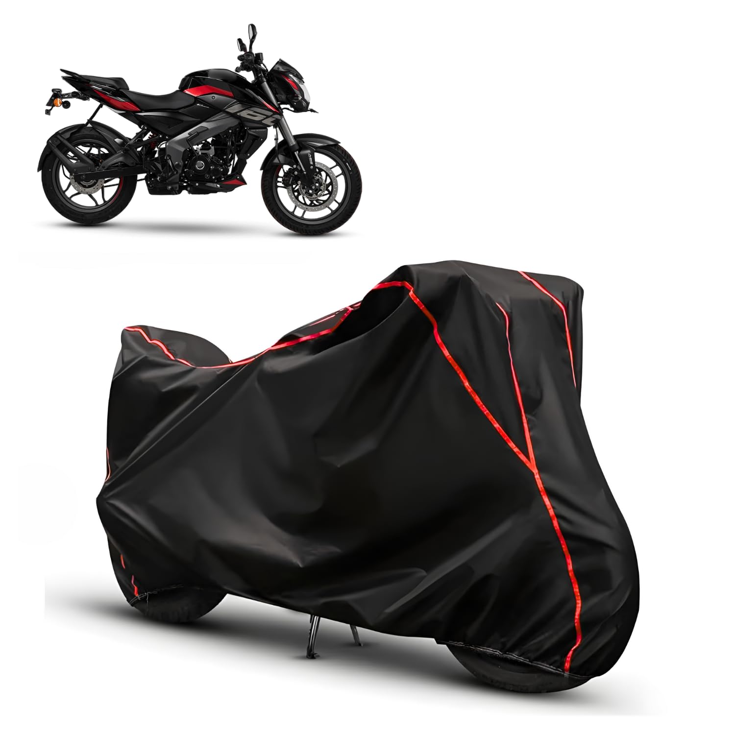 LUBANAZ Water Resistant Bike Cover for Bajaj Pulsar N160 | All Weather, UV Heat Resistant, Dustproof, Triple Stitched, Windproof Elastic Bottom-image-40