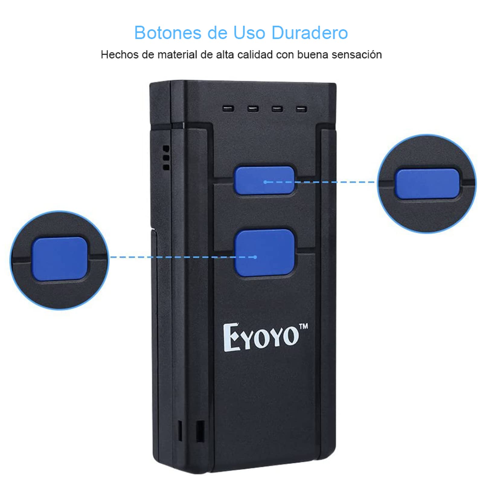 Eyoyo 1D Escáner de Código de Barras Bluetooth, CCD Mini Lector de Código de Barras Portátil Inalámbrico CMOS Pistola de Codigo de Barras para POS, Teléfonos Móvil, Android, iOS, Librería y Farmacia