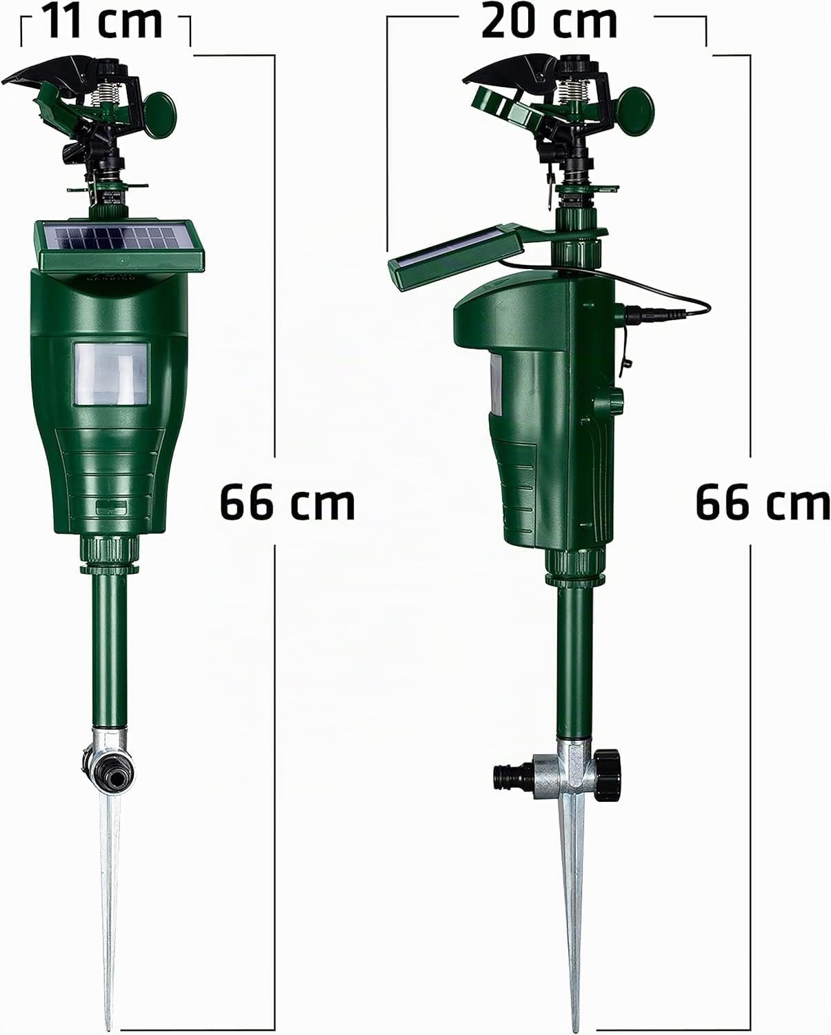 Gardigo® Ahuyentador Gatos Solar con Rociador, Espantapajaros Exterior, Aspersor de Agua Espanta Animales Sensor Movimiento, Ahuyentador Palomas, Repelente Perros, Repelente Gatos | Alcance 10 m