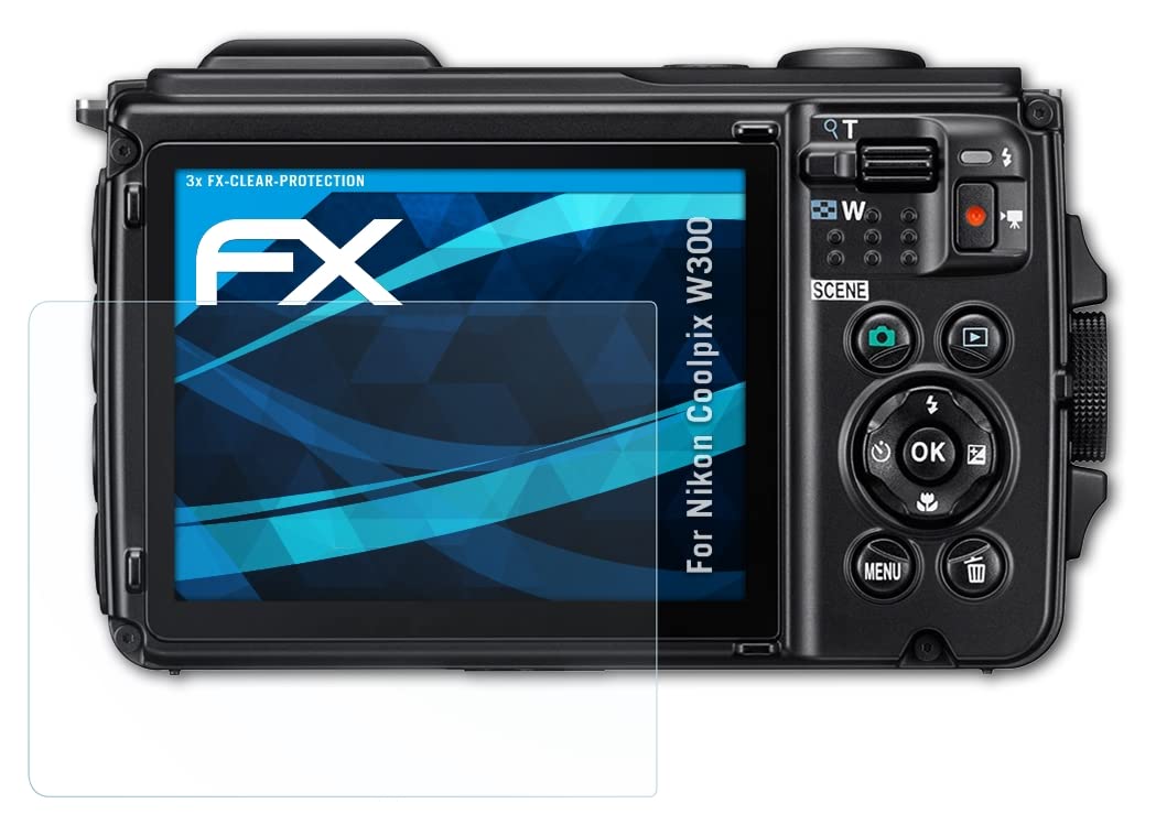 atFoliX Screen Protection Film compatible with Nikon Coolpix W300 Screen Protector, ultra-clear FX Protective Film (3X)