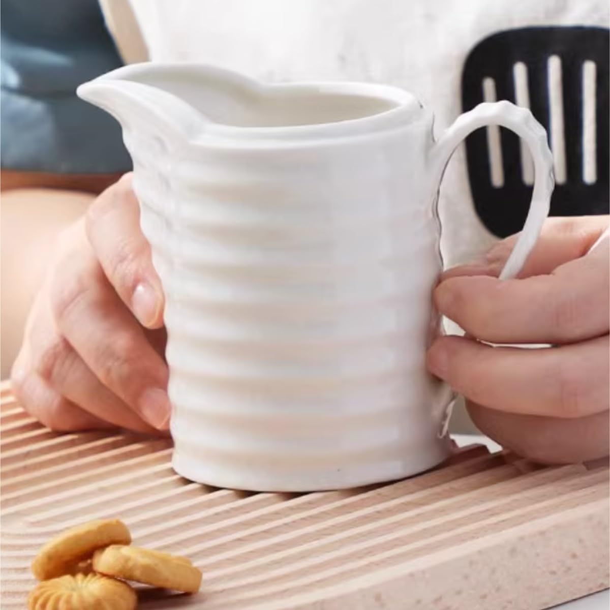 MRKU Pot à Lait, saucière, Tasse à Eau, pichet, crémier, Distributeur de café, sucrier, en céramique avec Anse, Style Occidental