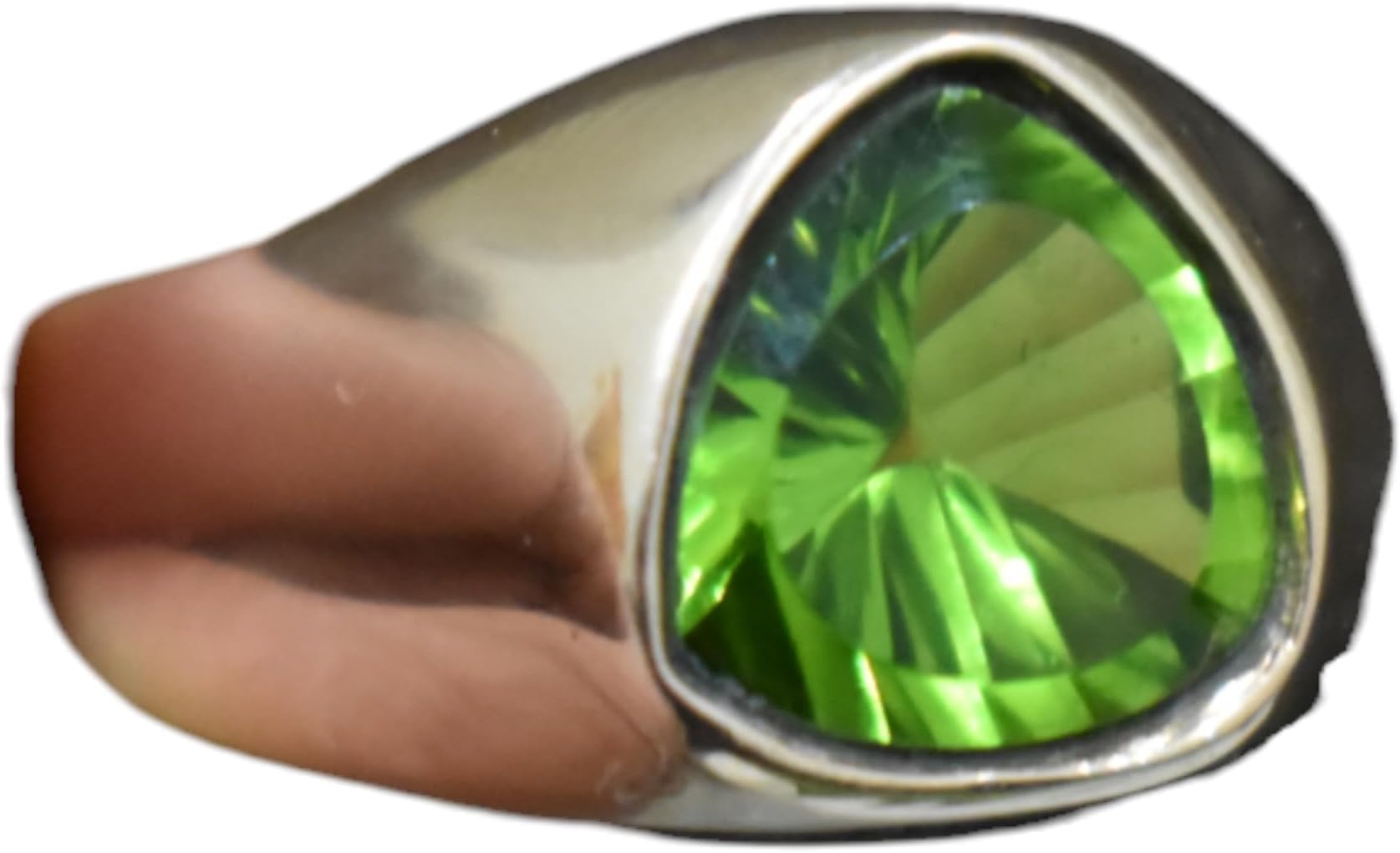 Concave Cut Peridot Ring, 925 Sterling Silver, Signet Men Ring, Handmade Jewelry, Green Peridot Gemstone, Gift Ring