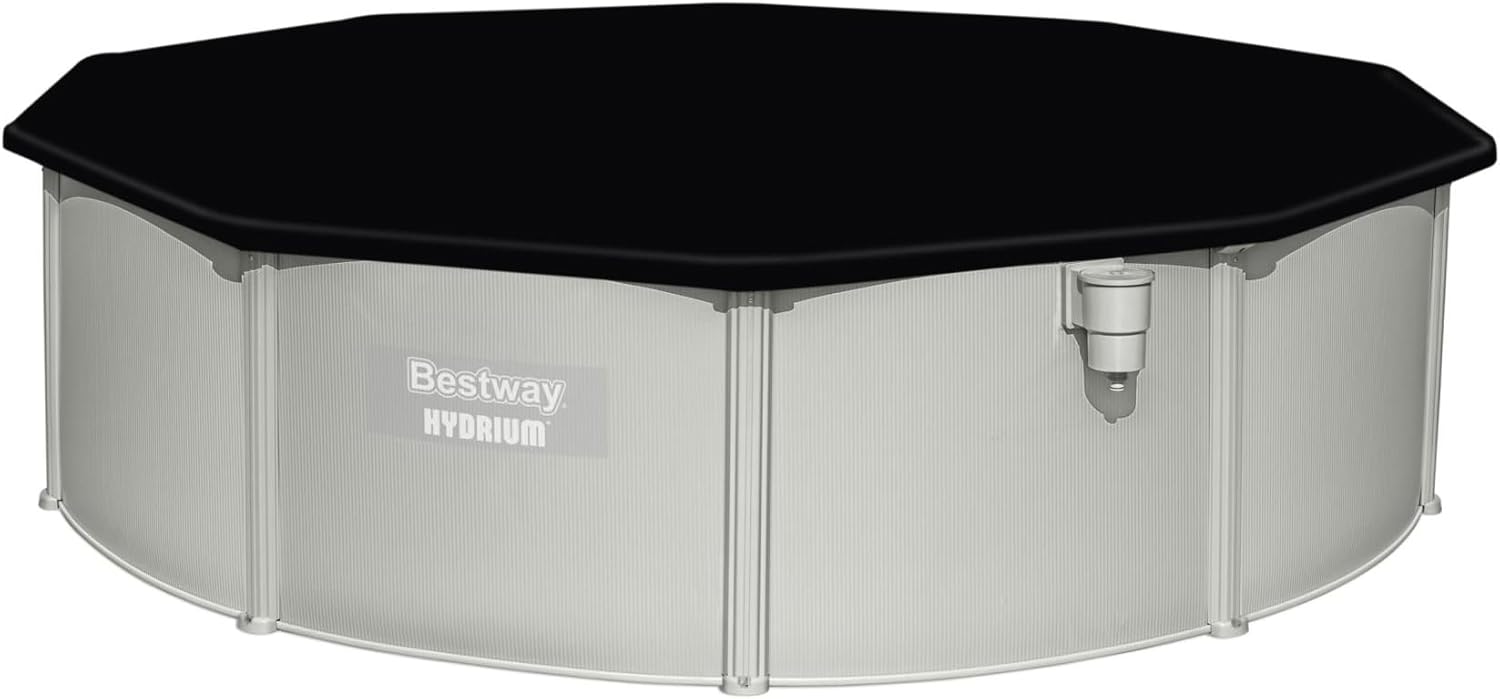 Bestway Hydrium pool with a black cover installed.